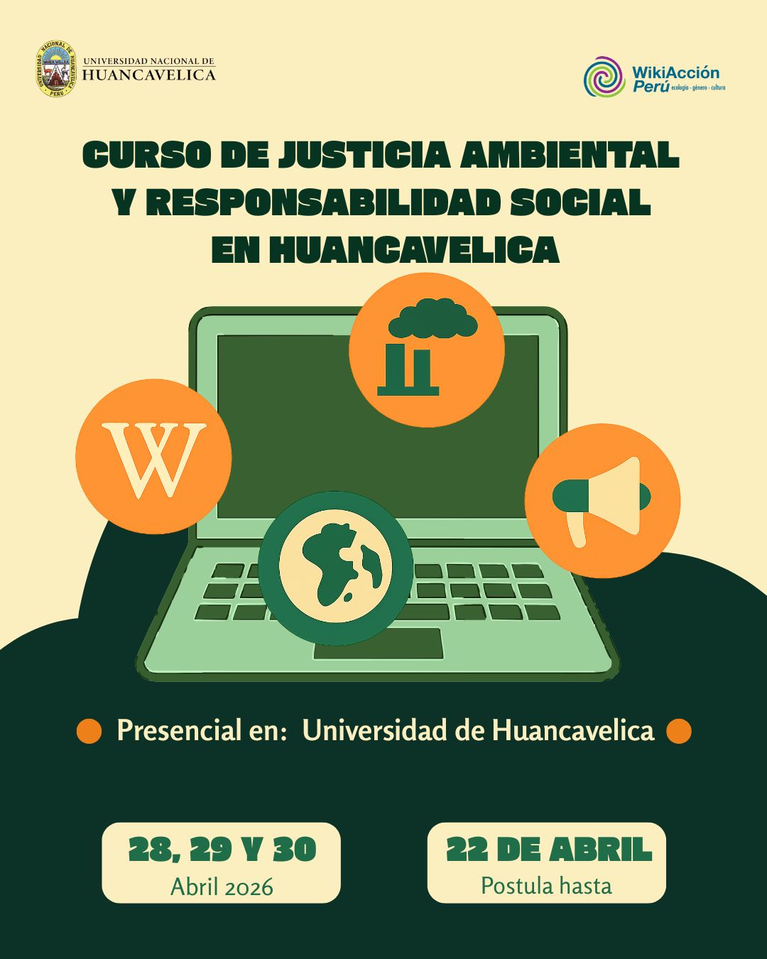 Convocatoria: Curso presencial Justicia ambiental y responsabilidad social en Huancavelica