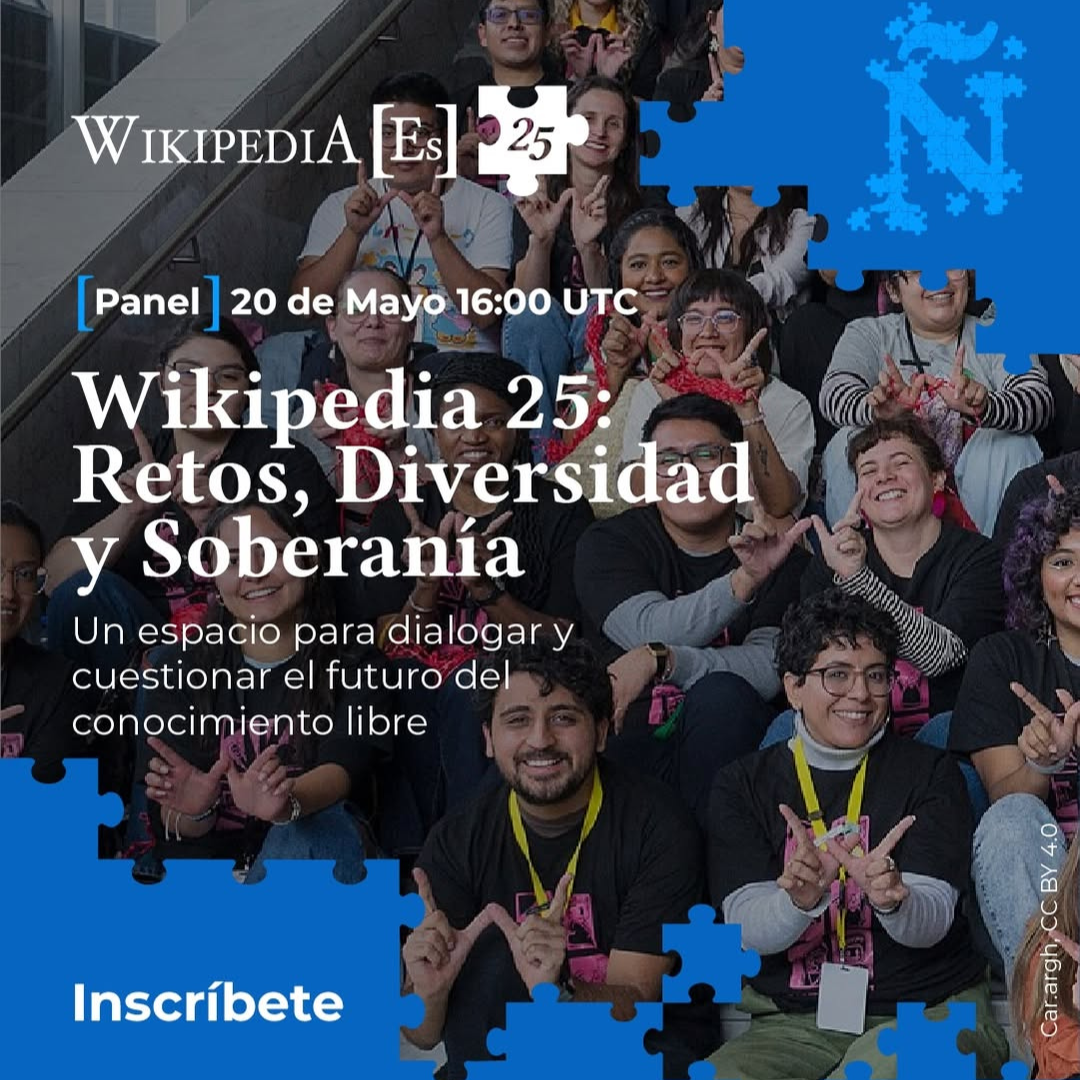 Panel virtual “Wikipedia 25: Retos, Diversidad y Soberanía” por los 25 años de Wikipedia en español
